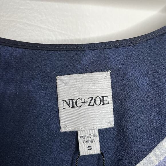 Nic + Zoe Abstract Art Tank Top Blue Womens Size Small Chiffon Lightweight - Picture 3 of 6